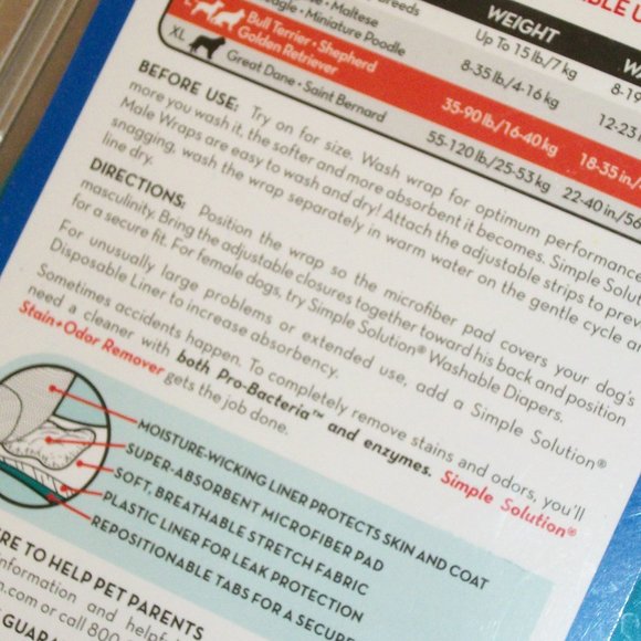 SIMPLE SOLUTION Washable Male Dog Wrap for Incontinence NEW Color: Turquoise - Picture 11 of 11